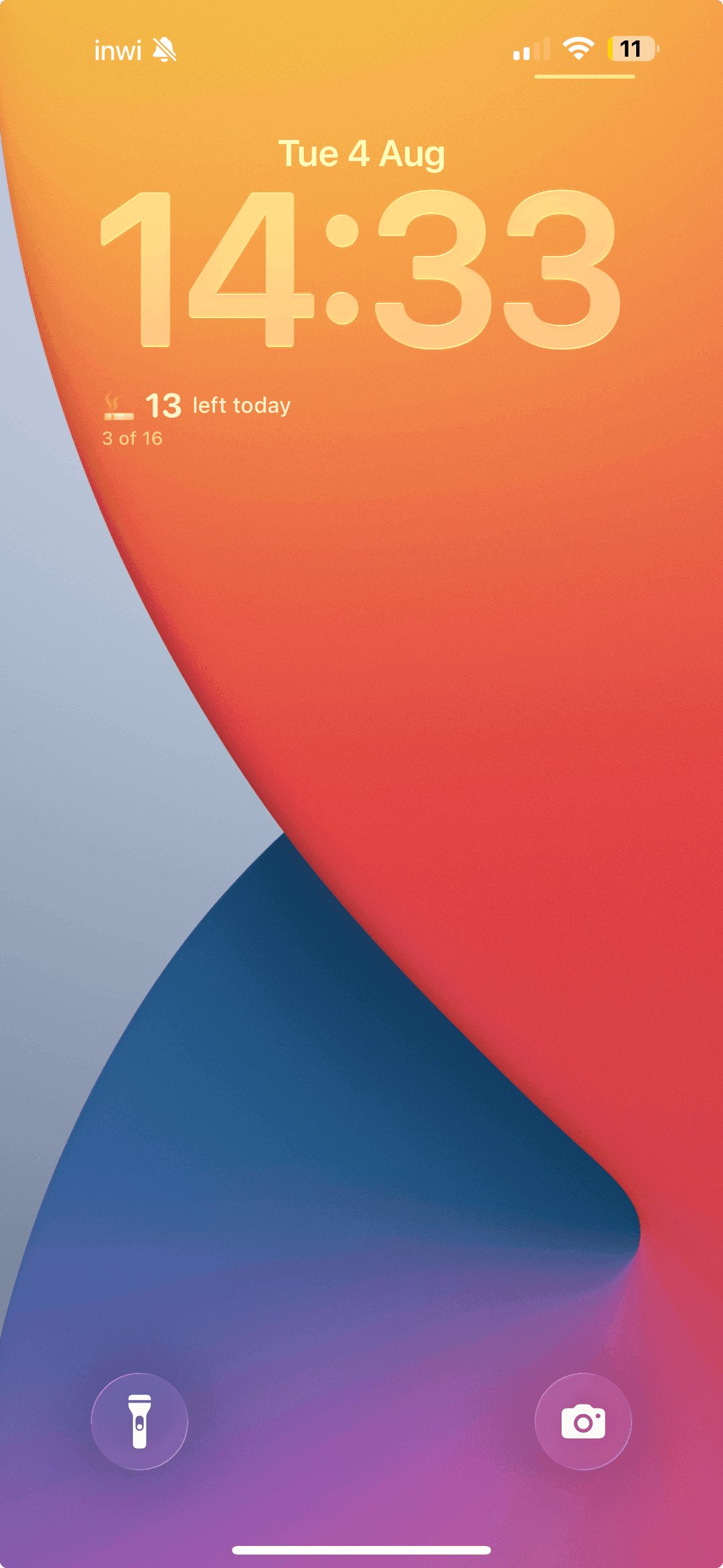 An iPhone lock screen showing the Unhooked widget with how many are left today